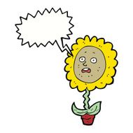 cartoon flower with face speech bubble N21