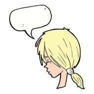 cartoon girl looking speechful with speech bubble