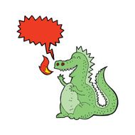 cartoon fire breathing dragon with speech bubble N8