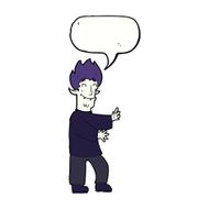 cartoon excited vampire with speech bubble N9