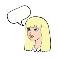 cartoon pretty girl with long hair speech bubble N9