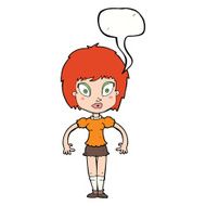 cartoon pretty girl with speech bubble N86