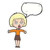 cartoon bored woman with speech bubble N25