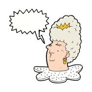 cartoon queen head with speech bubble N9
