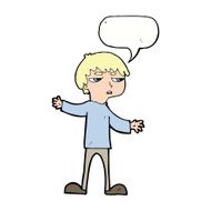 cartoon annoyed boy with speech bubble N33