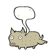 cartoon little dog cocking leg with speech bubble N9