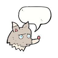 cartoon unhappy wolf with speech bubble