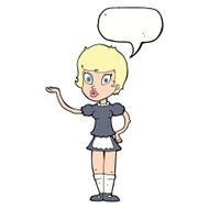 cartoon waitress with speech bubble N21