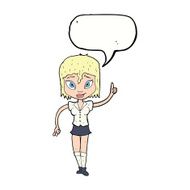 cartoon woman making point with speech bubble N17