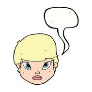 cartoon serious face with speech bubble N9