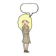 cartoon female spy with speech bubble N21