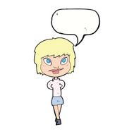 cartoon happy woman with speech bubble N215