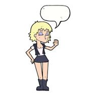 cartoon cool girl with speech bubble N24