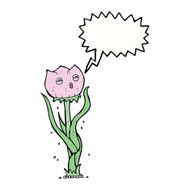 cartoon flower with speech bubble N35