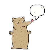 funny cartoon bear with speech bubble N25
