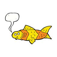 cartoon funny fish with speech bubble N13