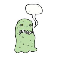 cartoon gross ghost with speech bubble N38