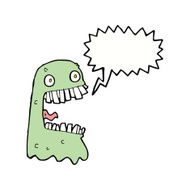 cartoon gross ghost with speech bubble N39