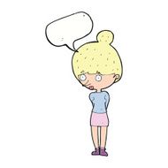 cartoon woman staring with speech bubble N26