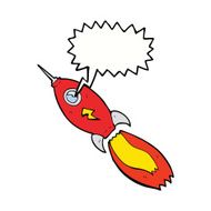 cartoon rocket with speech bubble N5