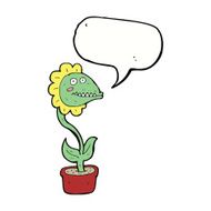 cartoon monster plant with speech bubble N9