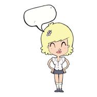 cartoon happy woman with speech bubble N216