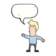 cartoon surprised man with speech bubble N112