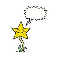 cartoon star flower with speech bubble N9