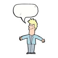 cartoon happy man with speech bubble N382