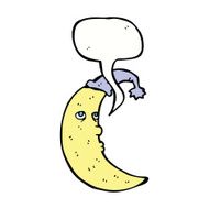 sleepy moon cartoon with speech bubble N9