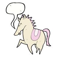 cartoon prancing horse with speech bubble N5