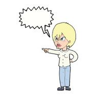 cartoon woman accusing with speech bubble N9