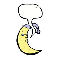 sleepy moon cartoon with speech bubble N10