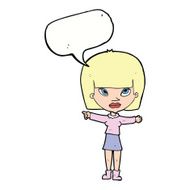 cartoon woman pointing with speech bubble N180