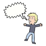 cartoon happy man with speech bubble N383
