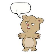 cartoon happy little teddy bear with speech bubble