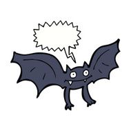 cartoon vampire bat with speech bubble N9