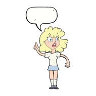 cartoon woman making point with speech bubble N18