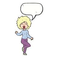 cartoon woman dancing with speech bubble N24
