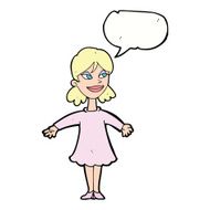 cartoon woman with open arms speech bubble N85