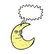 happy cartoon moon with speech bubble N5
