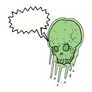cartoon slimy skull with speech bubble N5
