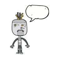 funny cartoon robot with speech bubble N43