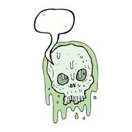 cartoon slimy skull with speech bubble N6