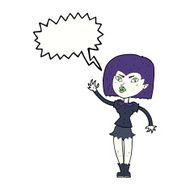 cartoon pretty vampire girl with speech bubble N25