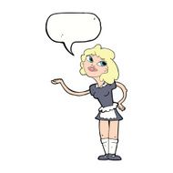 cartoon waitress serving with speech bubble N9