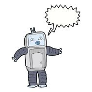funny cartoon robot with speech bubble N44