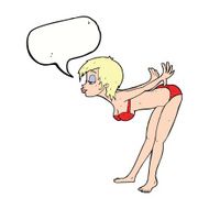 cartoon pin up girl in bikini with speech bubble N5