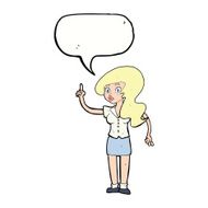 cartoon pretty woman with idea speech bubble N60