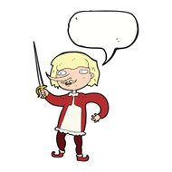 cartoon musketeer with speech bubble